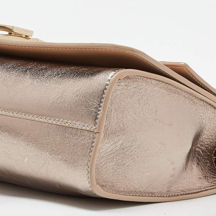 Pre Owned Jimmy Choo Metallic Gold Leather Rebel Shoulder Bag