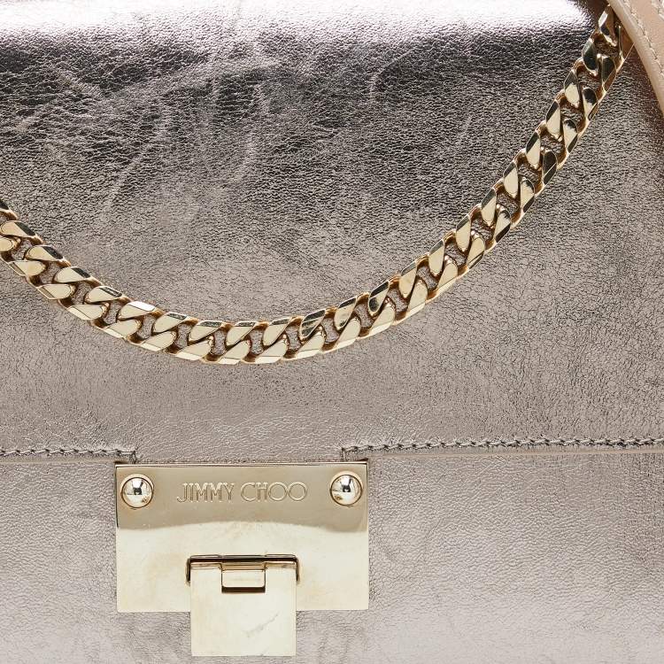 Pre Owned Jimmy Choo Metallic Gold Leather Rebel Shoulder Bag