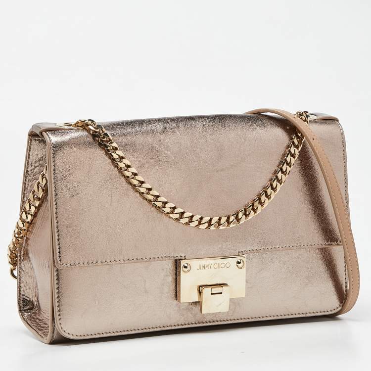 Pre Owned Jimmy Choo Metallic Gold Leather Rebel Shoulder Bag