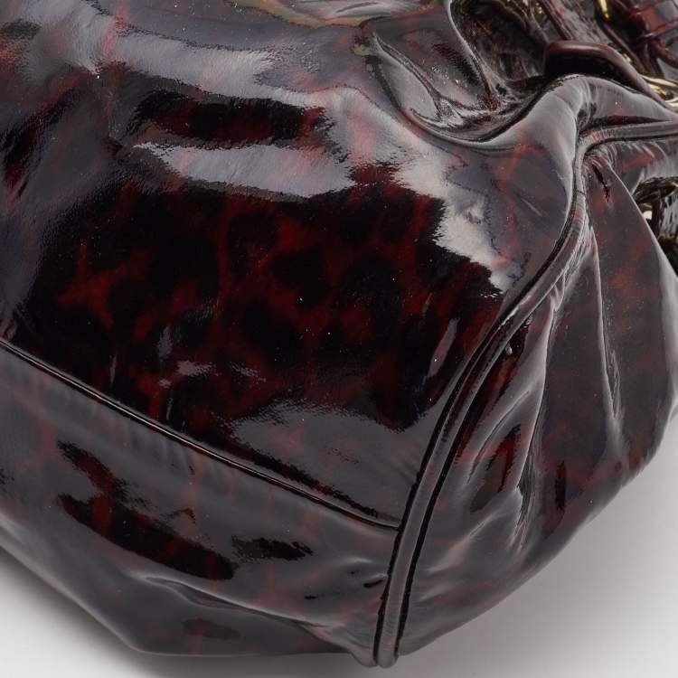 Pre Owned Jimmy Choo Red Leopard Print Patent Leather Ramona Shoulder Bag