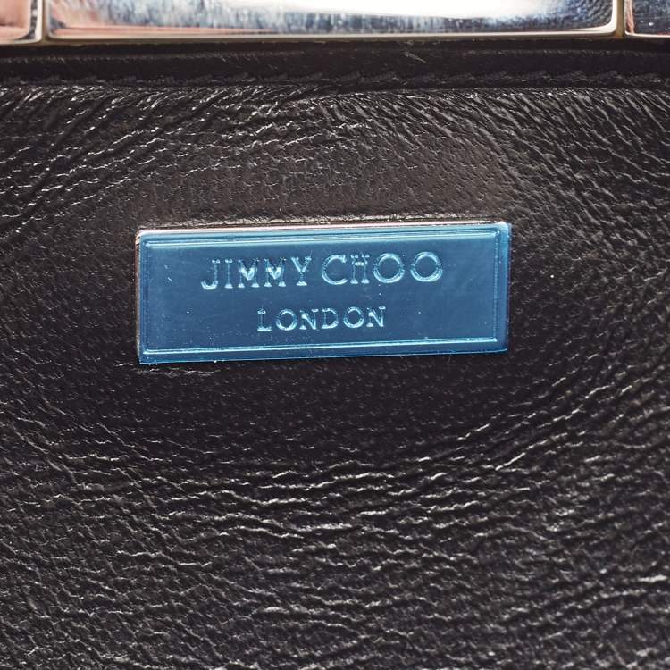 Pre Owned Jimmy Choo Black Velvet Ellipse Crystals Chain Clutch