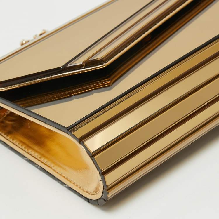 Pre Owned Jimmy Choo Gold Acrylic Candy Chain Clutch 