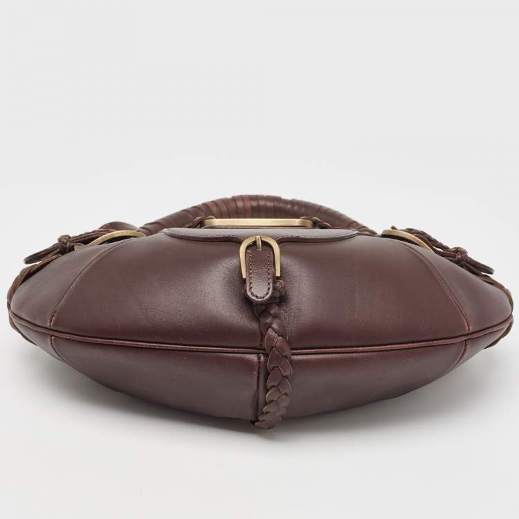 Pre Owned Jimmy Choo Dark Brown Leather Talita Hobo