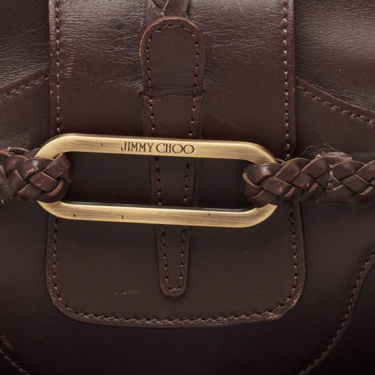 Pre Owned Jimmy Choo Dark Brown Leather Talita Hobo