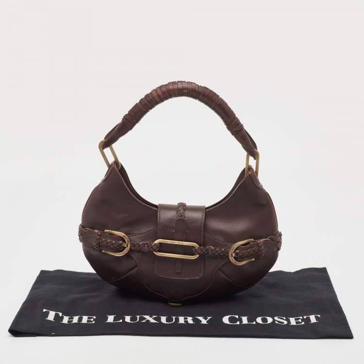 Pre Owned Jimmy Choo Dark Brown Leather Talita Hobo