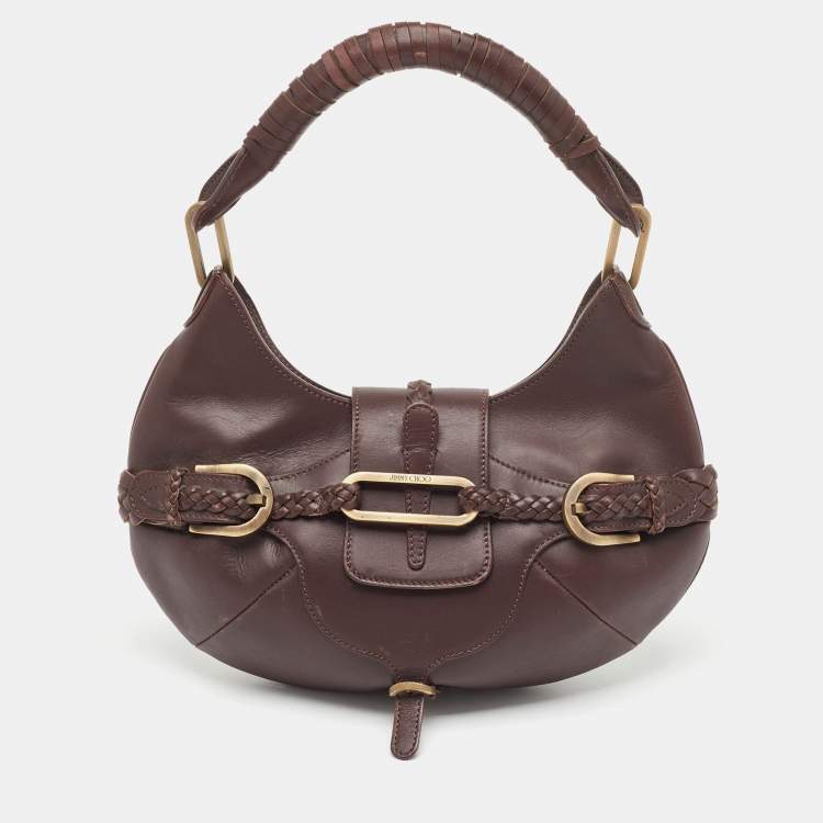 Pre Owned Jimmy Choo Dark Brown Leather Talita Hobo