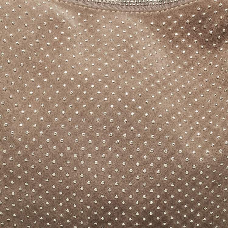 Pre Owned Jimmy Choo Beige Suede Small Studded Sky Hobo