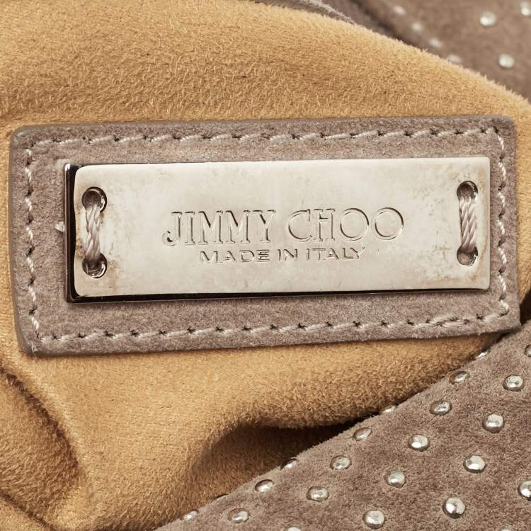 Pre Owned Jimmy Choo Beige Suede Small Studded Sky Hobo