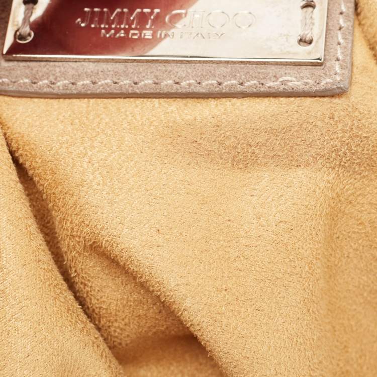 Pre Owned Jimmy Choo Beige Suede Small Studded Sky Hobo