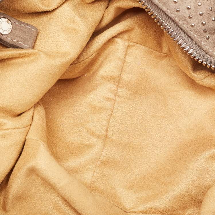 Pre Owned Jimmy Choo Beige Suede Small Studded Sky Hobo