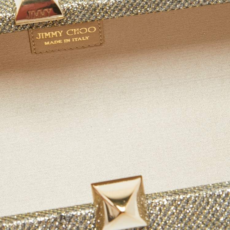 Pre Owned Jimmy Choo Gold/Silver Glitter Lurex Fabric Twill Tube Clutch