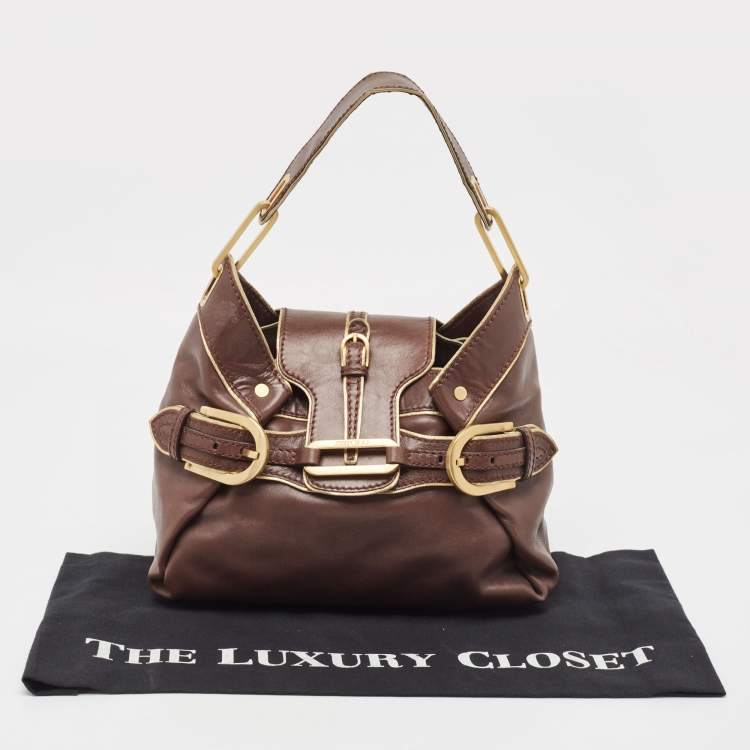 Pre Owned Jimmy Choo Brown/Gold Leather Tulita Shoulder Bag
