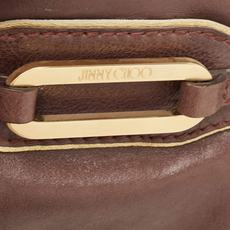 Pre Owned Jimmy Choo Brown/Gold Leather Tulita Shoulder Bag