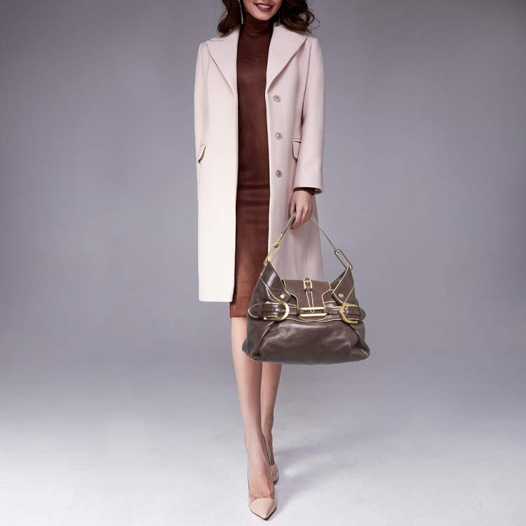 Pre Owned Jimmy Choo Brown/Gold Leather Tulita Shoulder Bag