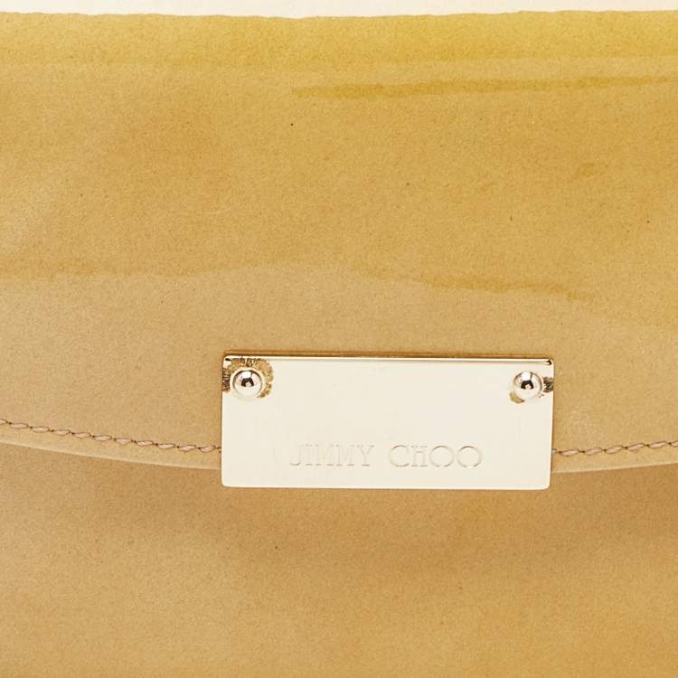 Pre Owned Jimmy Choo Cream Patent Leather Riane Chain Clutch