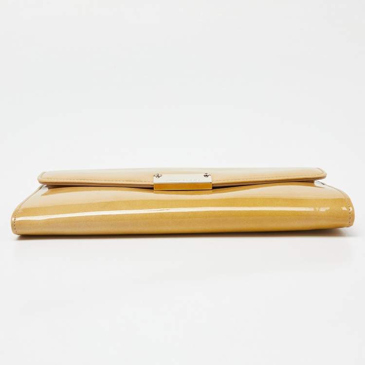 Pre Owned Jimmy Choo Cream Patent Leather Riane Chain Clutch