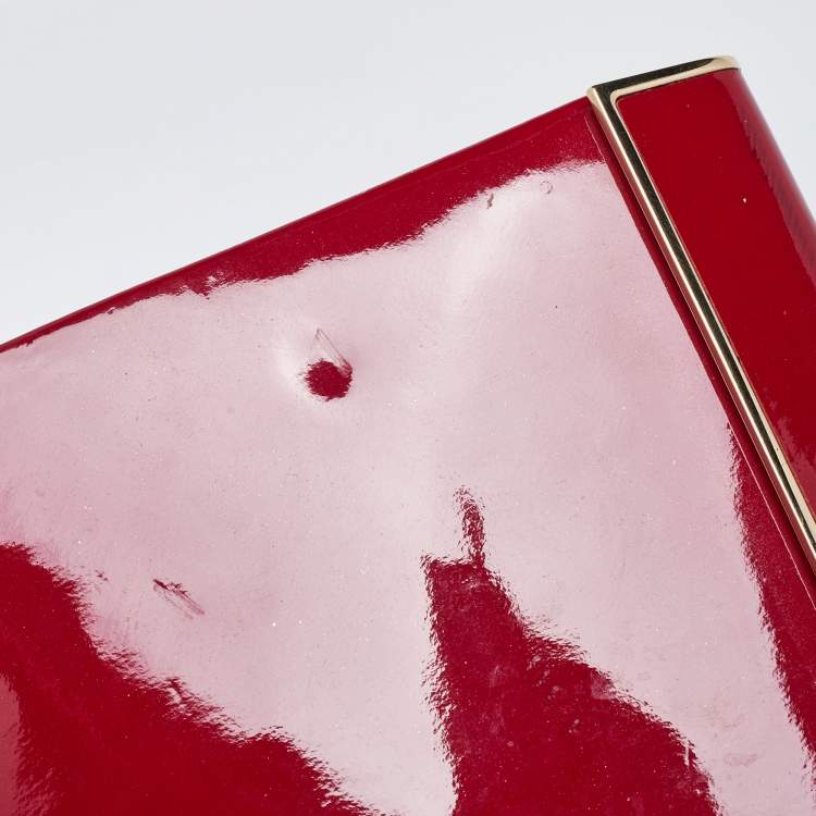 Pre Owned Jimmy Choo Red Patent Leather Carmen Frame Clutch 