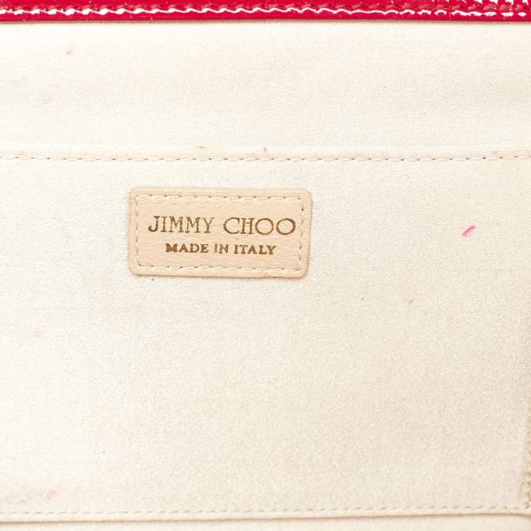 Pre Owned Jimmy Choo Red Patent Leather Carmen Frame Clutch 