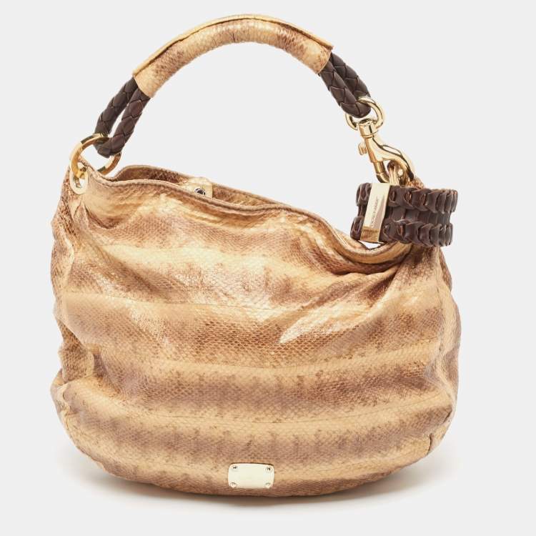 Pre Owned Jimmy Choo Cream Watersnake Leather Sky Bangle Hobo