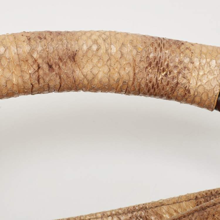 Pre Owned Jimmy Choo Cream Watersnake Leather Sky Bangle Hobo
