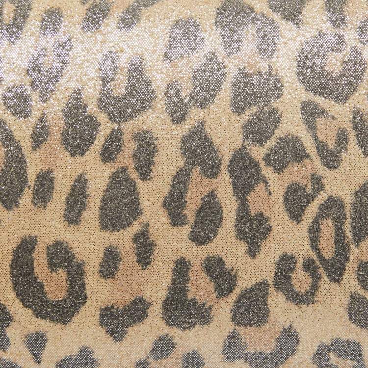 Pre Owned Jimmy Choo Light Beige Leopard Print Suede Compact Twill Tube Clutch