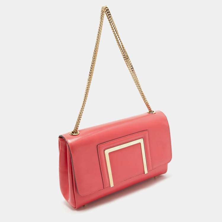 Pre Owned Jimmy Choo Coral Pink Leather Alba Shoulder Bag