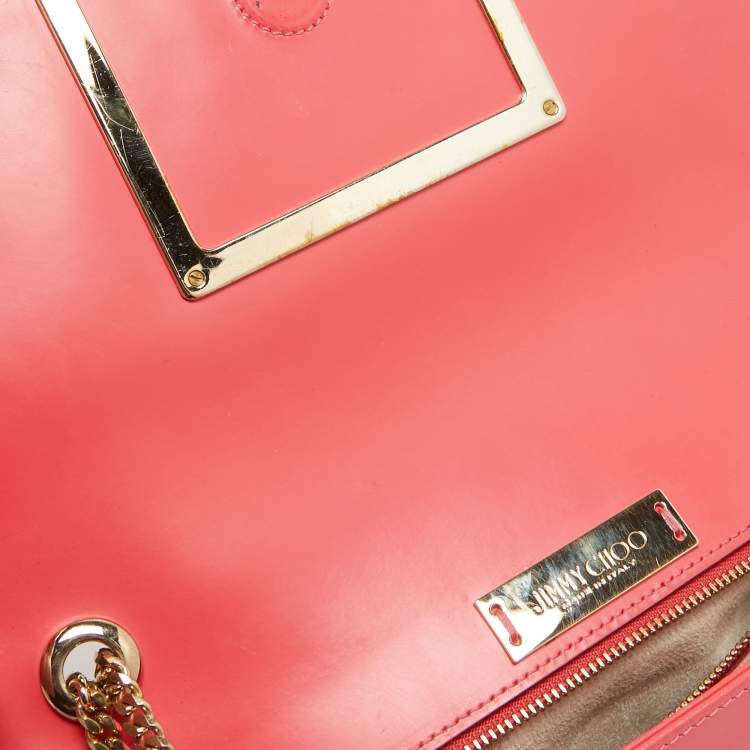 Pre Owned Jimmy Choo Coral Pink Leather Alba Shoulder Bag