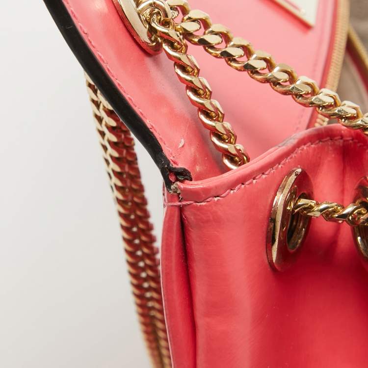 Pre Owned Jimmy Choo Coral Pink Leather Alba Shoulder Bag