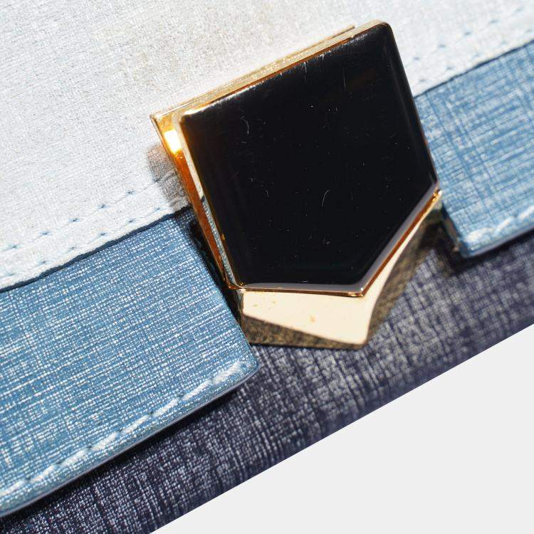 مملوكة مسبقًا Jimmy Choo Lockett Petite Patchwork Bag Blue Denim