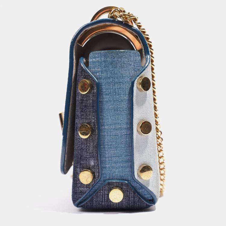 مملوكة مسبقًا Jimmy Choo Lockett Petite Patchwork Bag Blue Denim