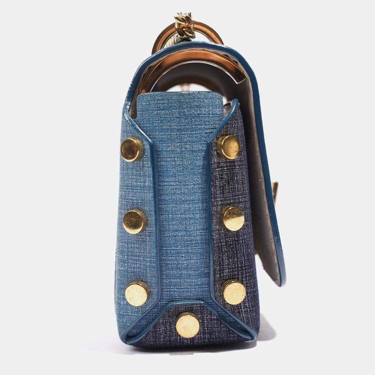 مملوكة مسبقًا Jimmy Choo Lockett Petite Patchwork Bag Blue Denim