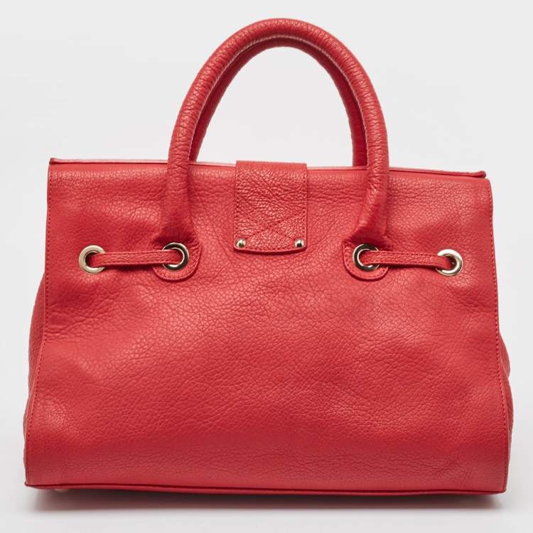 Pre Owned Jimmy Choo Red Leather Rosalie Satchel