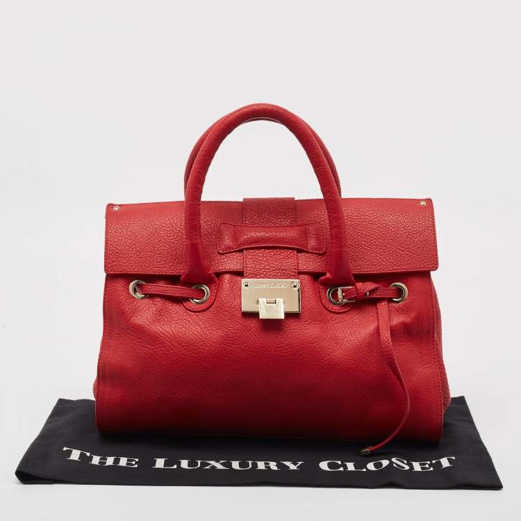 Pre Owned Jimmy Choo Red Leather Rosalie Satchel