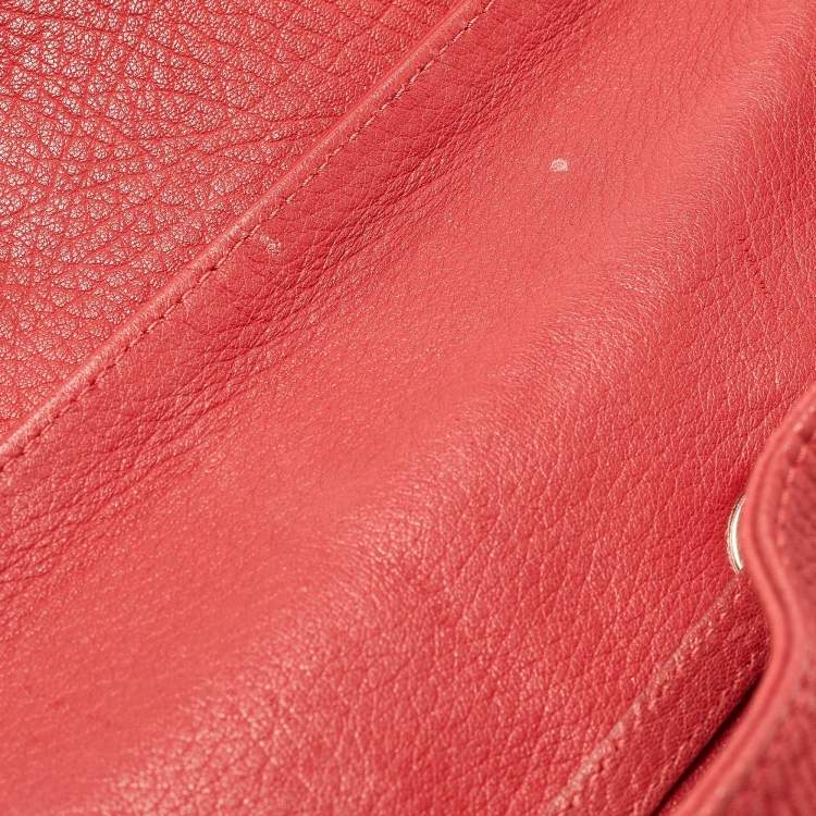 Pre Owned Jimmy Choo Red Grainy Leather Rosalie Top Handle Bag