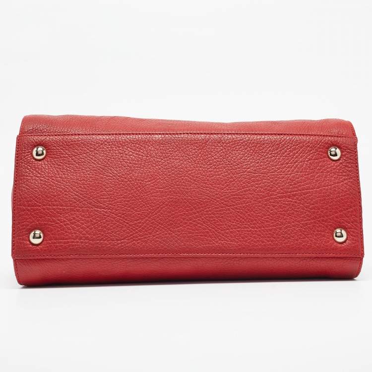 Pre Owned Jimmy Choo Red Grainy Leather Rosalie Top Handle Bag