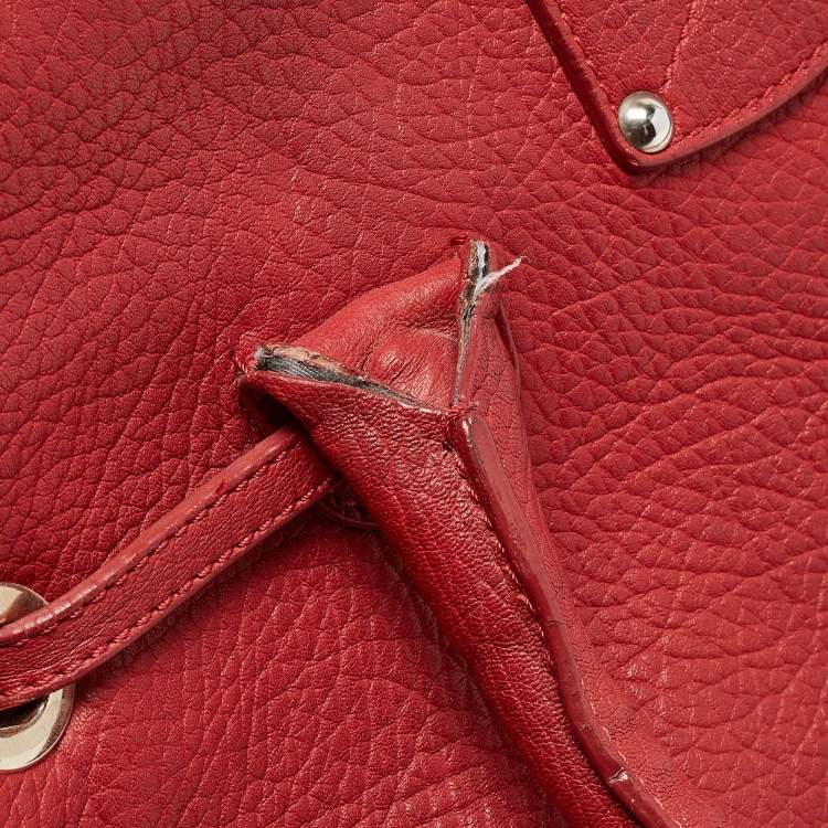 Pre Owned Jimmy Choo Red Grainy Leather Rosalie Top Handle Bag