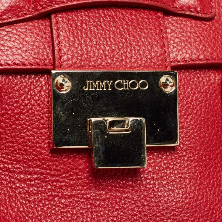 Pre Owned Jimmy Choo Red Leather Rosalie Tote