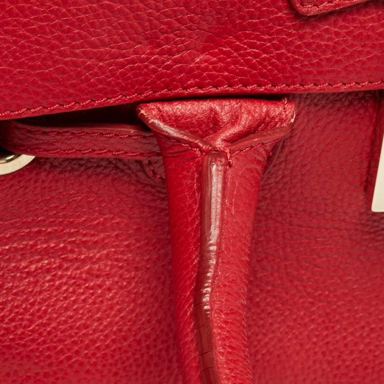 Pre Owned Jimmy Choo Red Leather Rosalie Tote