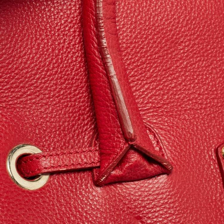 Pre Owned Jimmy Choo Red Leather Rosalie Tote