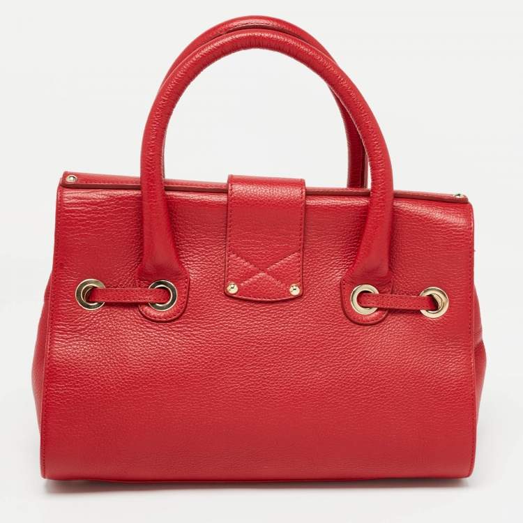 Pre Owned Jimmy Choo Red Leather Rosalie Tote