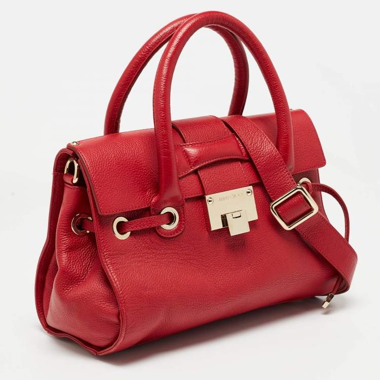 Pre Owned Jimmy Choo Red Leather Rosalie Tote