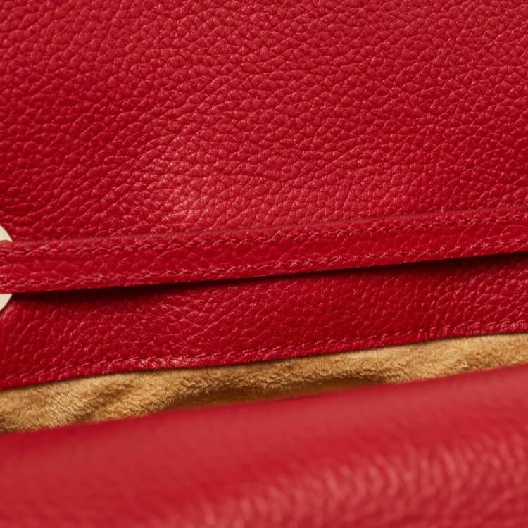 Pre Owned Jimmy Choo Red Leather Rosalie Tote