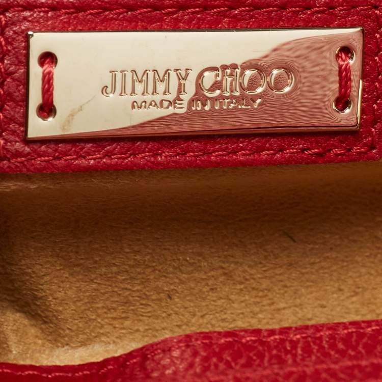 Pre Owned Jimmy Choo Red Leather Rosalie Tote