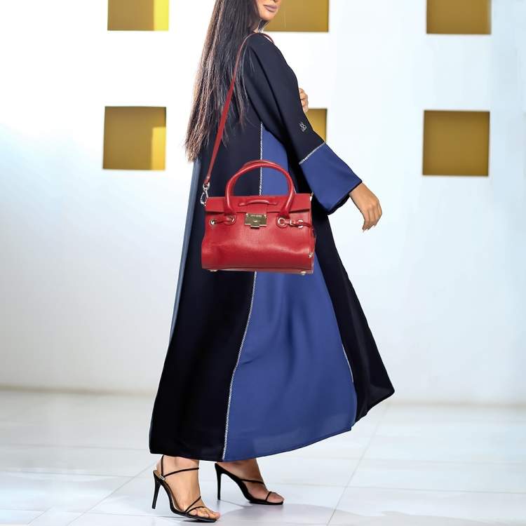 Pre Owned Jimmy Choo Red Leather Rosalie Tote
