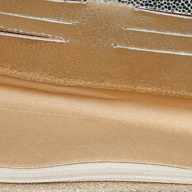 Pre Owned Jimmy Choo Gold Glitter Riane Clutch Bag