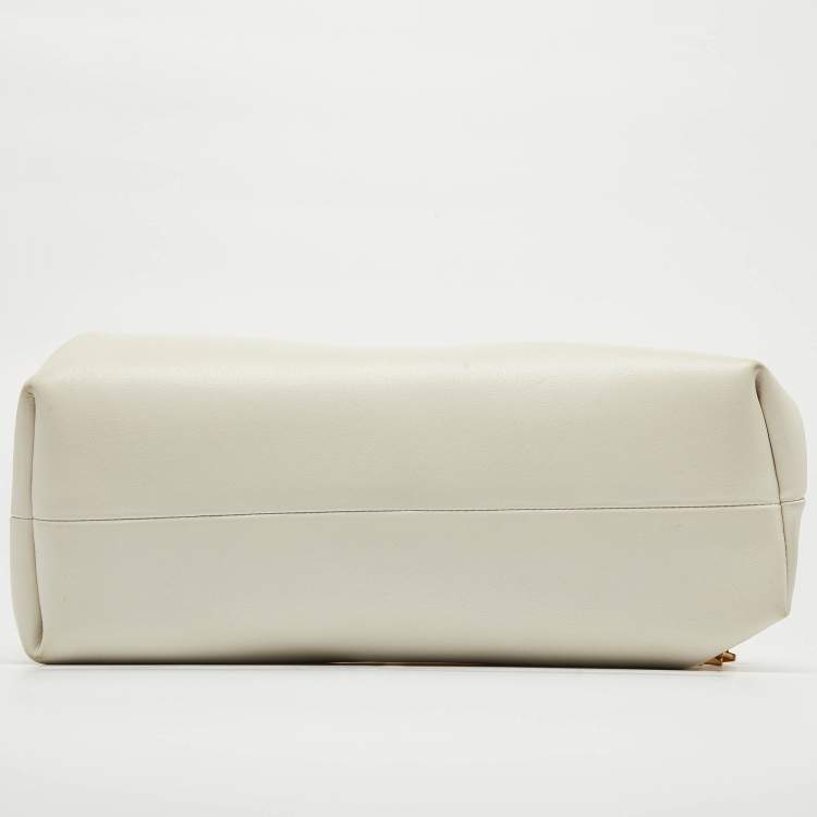 Pre Owned Jimmy Choo Off White Leather Diamond Clutch