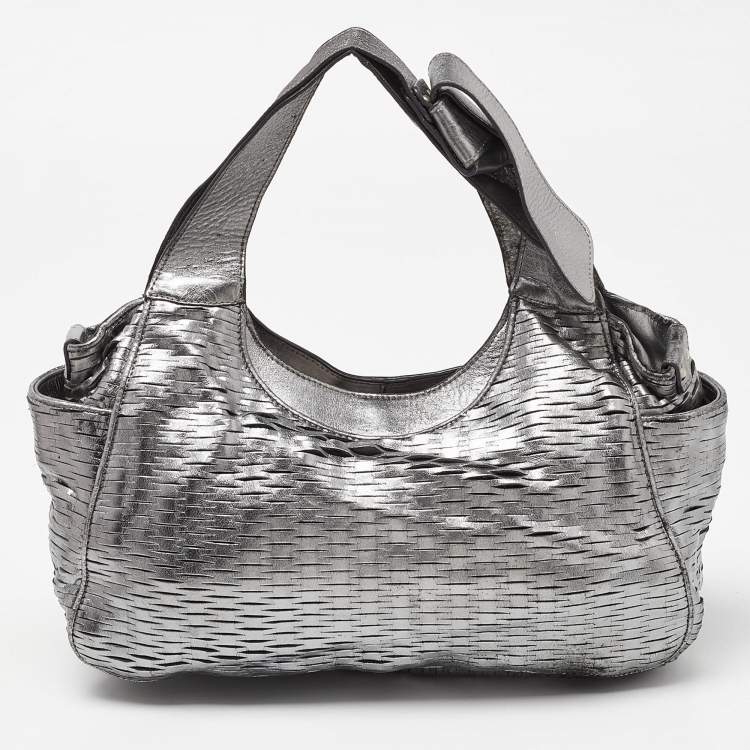 Pre Owned Jimmy Choo Silver Leather Satchel