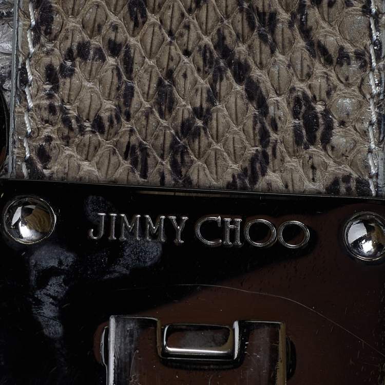 Pre Owned Jimmy Choo Grey Snakeskin Ramona Tote