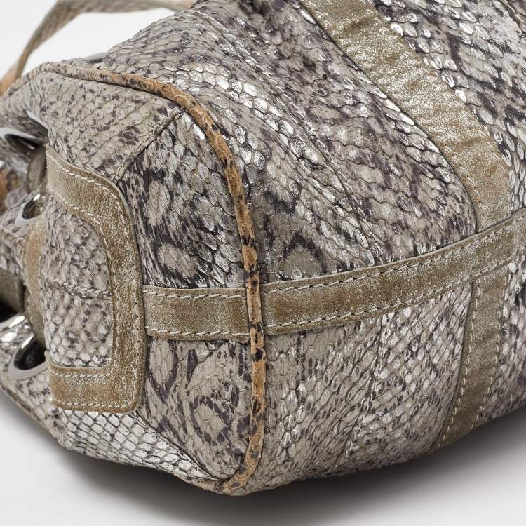 Pre Owned Jimmy Choo Grey Snakeskin Ramona Tote