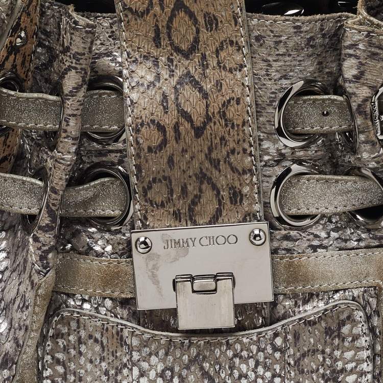 Pre Owned Jimmy Choo Grey Snakeskin Ramona Tote